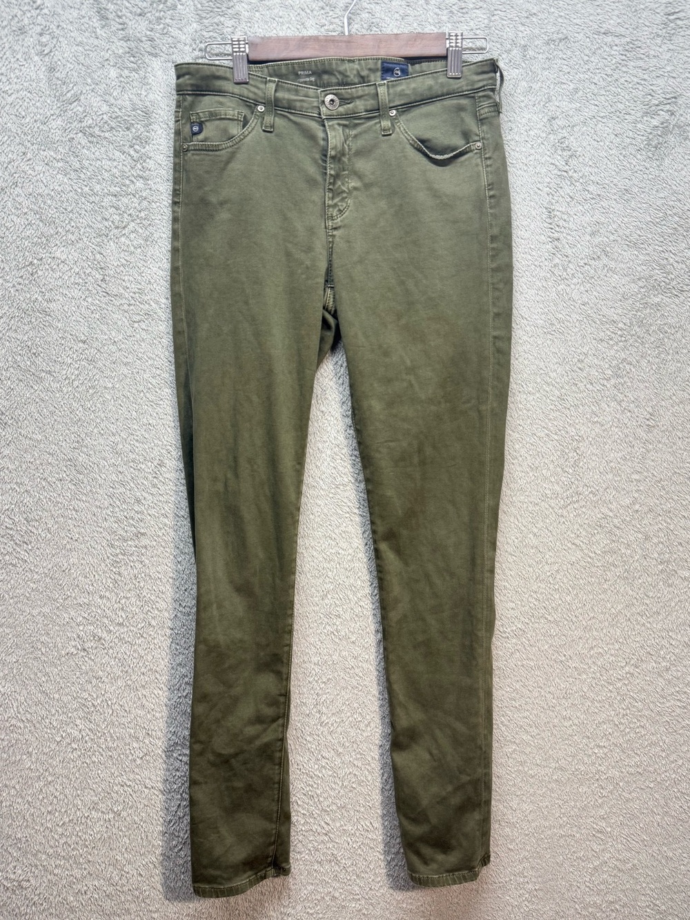 AG Adriano Goldschmied Prima Cigarette Leg Olive Green Skinny Jeans Stretchy